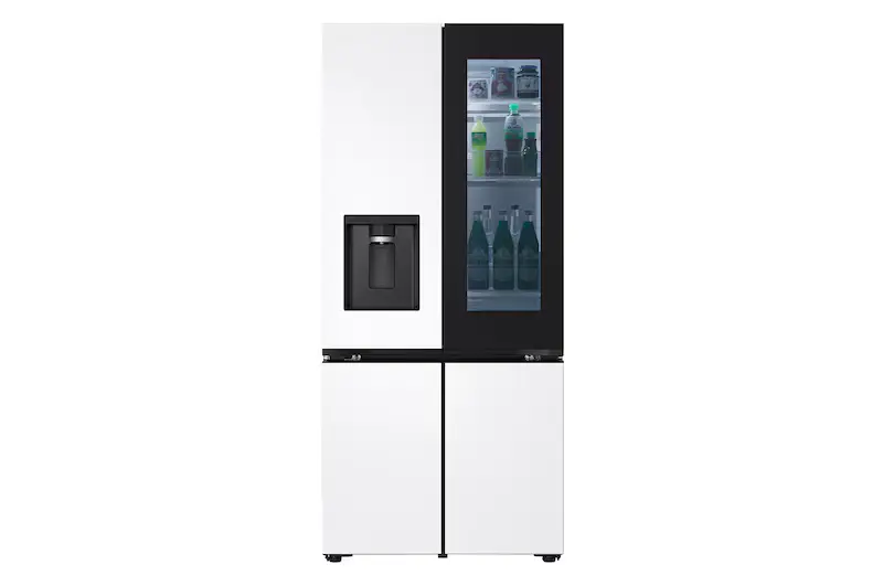 612L French Door Fridge with InstaView & Water Dispenser in White Glass Finish
